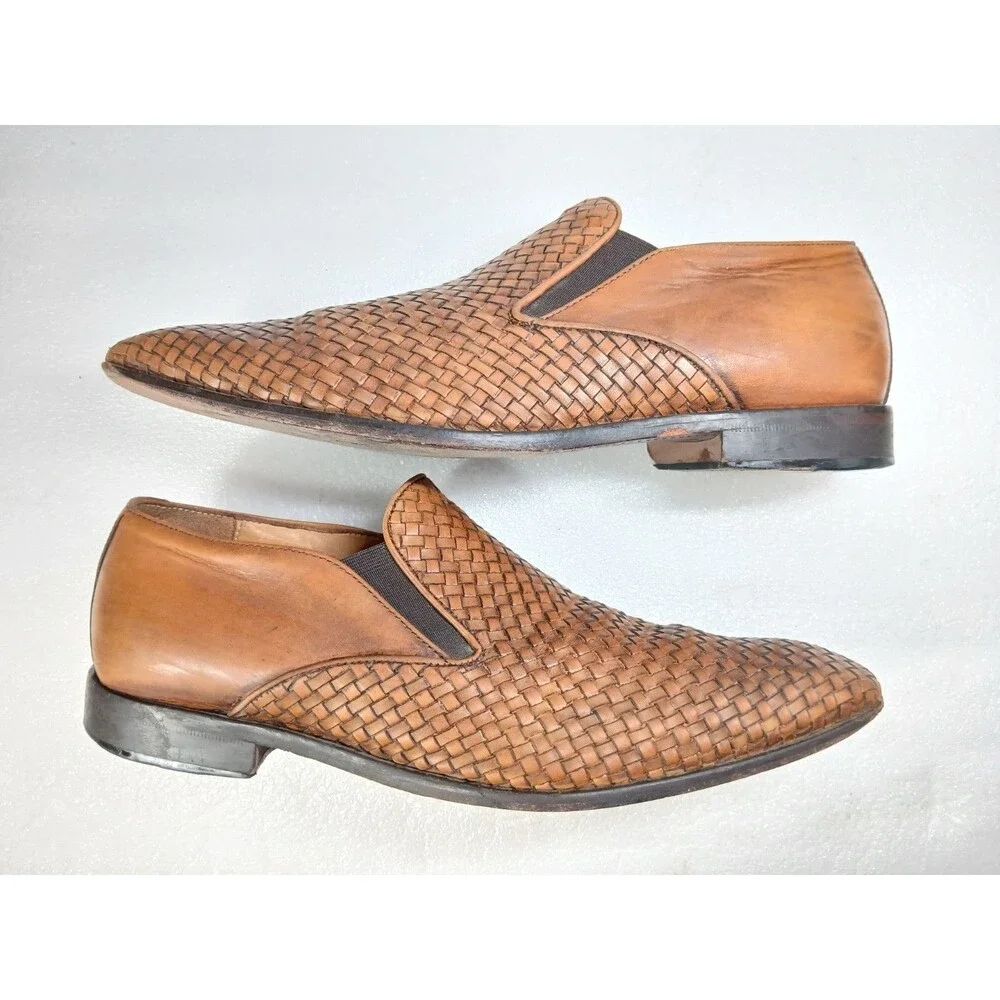 Saks Fifth Avenue Men’s Woven Leather Slip-On Shoes – Made in Italy Size 10